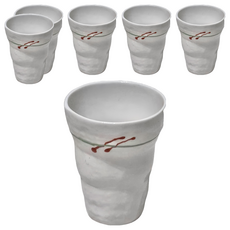 wandu 瓦讀 日本製陶瓷線條杯 9.2 x 11.8cm 300ml, 白色, 6個