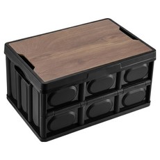 好玩旅物 戶外居家兩用露營收納箱折疊桌, 黑色, 1個