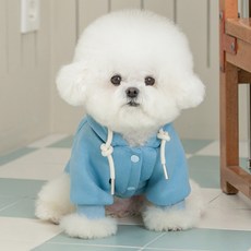 PETSLAND 狗狗雪花愛心刷毛連帽T恤, 1個, 粉藍色