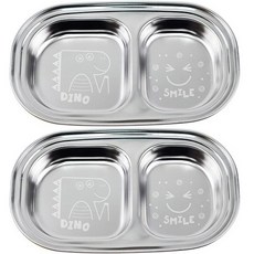 i-ju 不鏽鋼點心盤 2格 恐龍 2入, 單一顏色, 2個