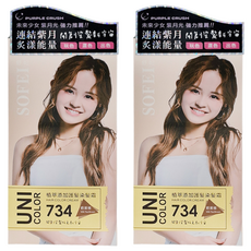 SOFEI 舒妃 UNI COLOR 植萃添加護髮染髮霜, 734 奶茶棕, 2盒