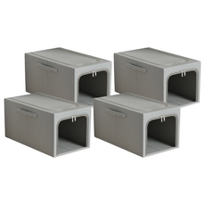 小麥購物 牛津布衣物收納箱 C464 49L 大容量可折疊 灰色, 4個, 大(47 x 35 x 30cm)
