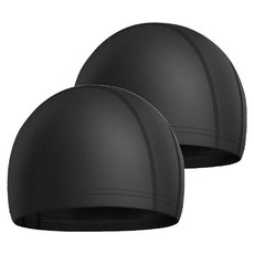 AHOYE 防水舒適PU成人泳帽 2件組, 黑色, 1組