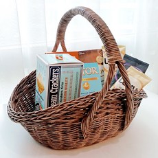 藤編小舖 米蘭手提禮物野餐藤編籃 J070H, 1個, 棕色