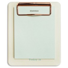 Rangcat Mall Today's 可撕式便條紙 + 迷你板夾組 100mm x 120mm, 1套, 米色