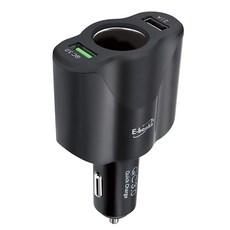 E-books B63 車用QC3.0快速充電器 雙USB充電 2.1A輸出, AC-C03, 黑色