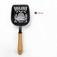 貓用鋼製魚形貓砂鏟, 黑色, 1個