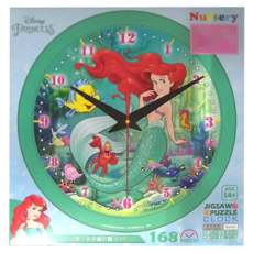 HUNDRED PICTURES 百耘圖 Disney Princess 小美人魚時鐘拼圖 14歲以上, 小美人魚時鐘, 168片, 1盒