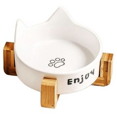 寵物星樂園 寵物貓耳陶瓷碗架, 白色貓爪, 1個