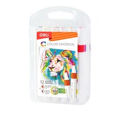 deLi 得力 多用途高級筆尖防水壓克力麥克筆, 12色, 1個