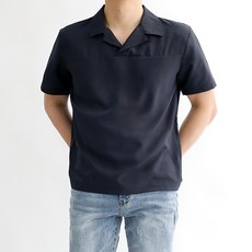 HARRISON HOMME 純色開領短袖襯衫