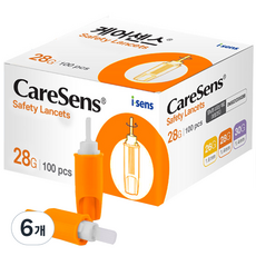 케어센스 일회용 멸균 자동 랜싯 28G 1.4mm, 100개입, 6개