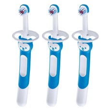 맘베이비 아기 이앓이 트레이닝 실리콘 칫솔, 블루, 3개