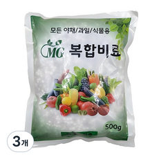 모든 야채과일식물용 복합비료 식물영양제, 500g, 3개