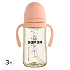 유비맘 시그니처 빨대컵, 280ml, 3개, 딸기