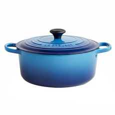 LE CREUSET 圓鐵鍋 附電木頭鍋蓋, 22cm, 馬賽藍, 1個