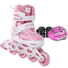 LANDWAY 全方位裝備 直排輪 + 安全帽 + 防撞緩衝墊, 獨立粉紅色