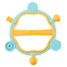 Toyroyal 樂雅 牙膠六角搖鈴, 藍色 + 黃色, 1個