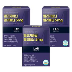 랩온랩 정품 식물성 멜라토닌 함유 멜라가바닌 멜라토닌 5mg, 30정, 3개