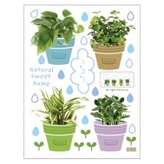 新芽花盆重點貼紙 3入, 混合色