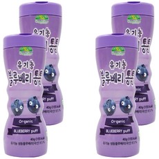 OrganicStory 유아용 유기농 블루베리통통 과자, 블루베리, 40g, 4개