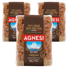 아그네시 통밀 리가테 펜네 N.19, 500g, 3개