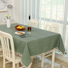 앤티스 태슬 코튼린넨 식탁보, 도트green, 140 x 180 cm, 1개