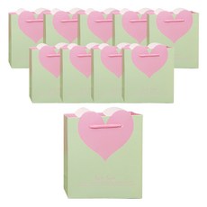 윰스 하트 포장 답례품 선물 쇼핑백, 민트, 10개