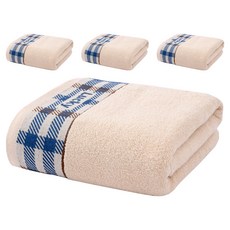 대형 바스 호텔 타올, 체크 다크베이지, 4개