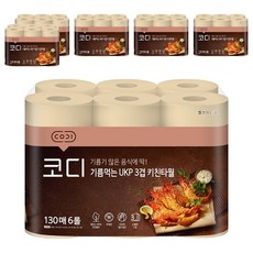 CODI 捲筒式三層廚房吸油紙巾 130枚 UKP紙漿, 6捲, 6袋