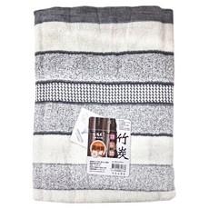 O&O ONE & ONE 竹炭紗緞檔浴巾 高棉質 抑菌消臭 吸水速乾 親膚柔細 132x70公分 台灣製, 1條, 灰白