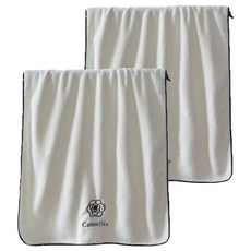 Woni's 山茶花柔軟浴巾 280g 超細纖維, 白色, 2個