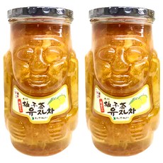 韓味不二 濟州島柚子茶禮盒 Set 高果肉含量 甘甜潤喉 搭配糕點甜點或沙拉, 1kg, 2罐, 1盒