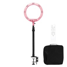 대한 방송 음식소품 사진 촬영 조명 장비 클램프 링라이트 35 x 2.3 cm + 3단 데스크 거치대 세트, 1세트, KIT-DMS3-05(핑크)