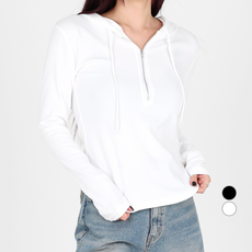 Dotif 女性拉鍊修身連帽T恤