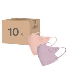 ONEDER 旺達棉品 酷洛米3D立體成人口罩 KU-BY01, 10片, 1盒, 雪青紫&香檳粉