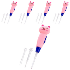 Go 蝴蝶 LED 字符嬰兒耳釘粉紅色貓, 1入, 5個