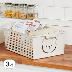 리템 곰돌이 바스켓 17L, 아이보리, 3개
