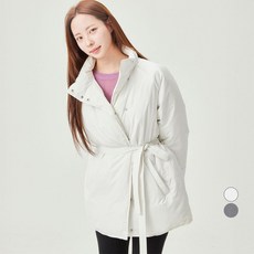 afinar 女款寬鬆版高領附腰帶半長版鋪棉外套