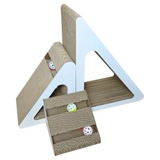 PETSMON 貓咪玩球三角形貓抓板3件組, 1套, 白色