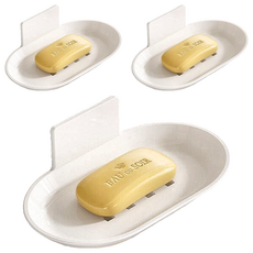 ILIFE 肥皂瀝水盒 + 無痕貼 3個, 消光白, 1組