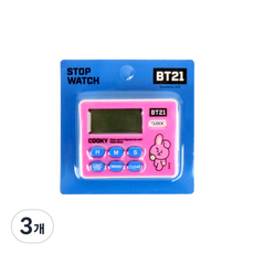 BT21 스톱워치 쿠키, 핑크계열, 3개