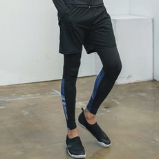 TUBE TREE 男款防水假兩件式緊身褲 A6203, 黑色的