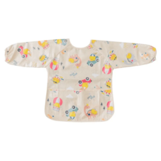 PiYOPiYO黃色小鴨兒童款防水畫畫衣適用年齡30個月-5歲前胸加長加深口袋長袖袖口防止弄髒, 衣長50 x 下擺寬40 x 袖長40cm