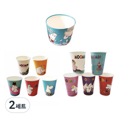 무민 컬러 종이컵 390ml 50p + 270ml 50p + 에어 컵홀더 블루 20p 세트, 2세트