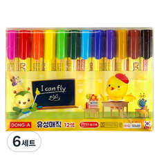 DONG-A 黃色小雞油性麥克筆組, 6套, 12色