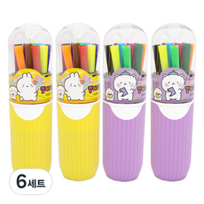 미소로 2500 12색 컬러 사인펜 2종 x 2p 세트 2334, 옐로우 + 퍼플, 6세트