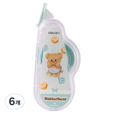 델리 버터베어 양면 풀테이프 6mm x 12m, 그린, 6개