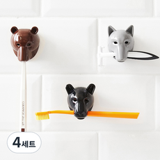 Objepam 動物牙刷架強力配件 3 件套, 灰太狼+紅熊+黑豹, 4組