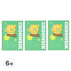 카카오프렌즈 비비드 신학기 얇은 스프링 무지 무선 연습장 B5, 춘식이, 6개